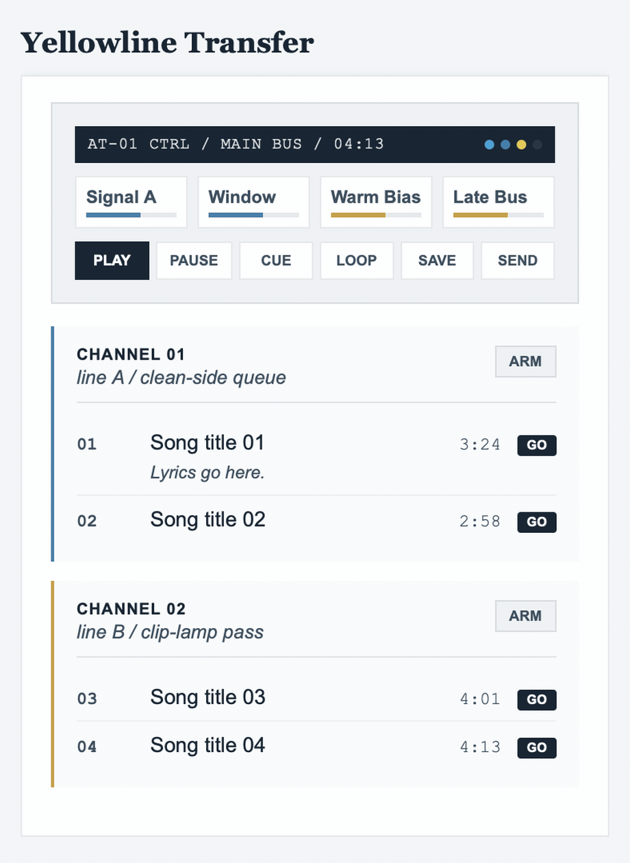 Animated preview of ten Signal Static playlist codes