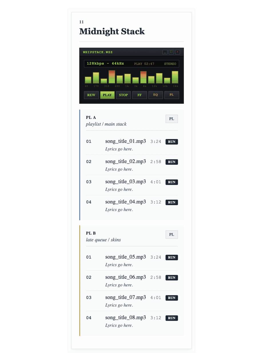 Animated preview of ten Signal Static batch 02 playlist codes